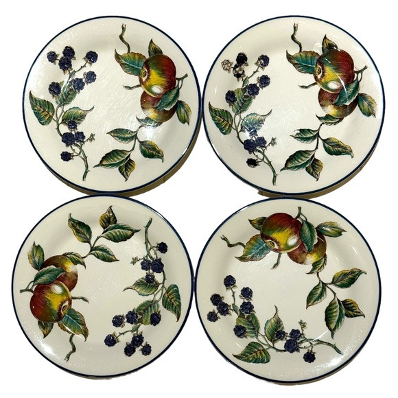 Set of 4 Pier 1 Macintosh Earthenware Salad/Dessert Plates Angleterre England 8" - Picture 1 of 11